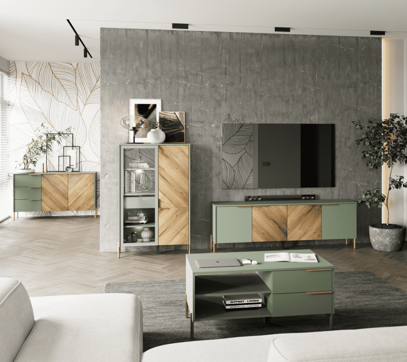 Тумба-комод Сиена дымчатый зеленый/дуб вотан KOM2D3S_3