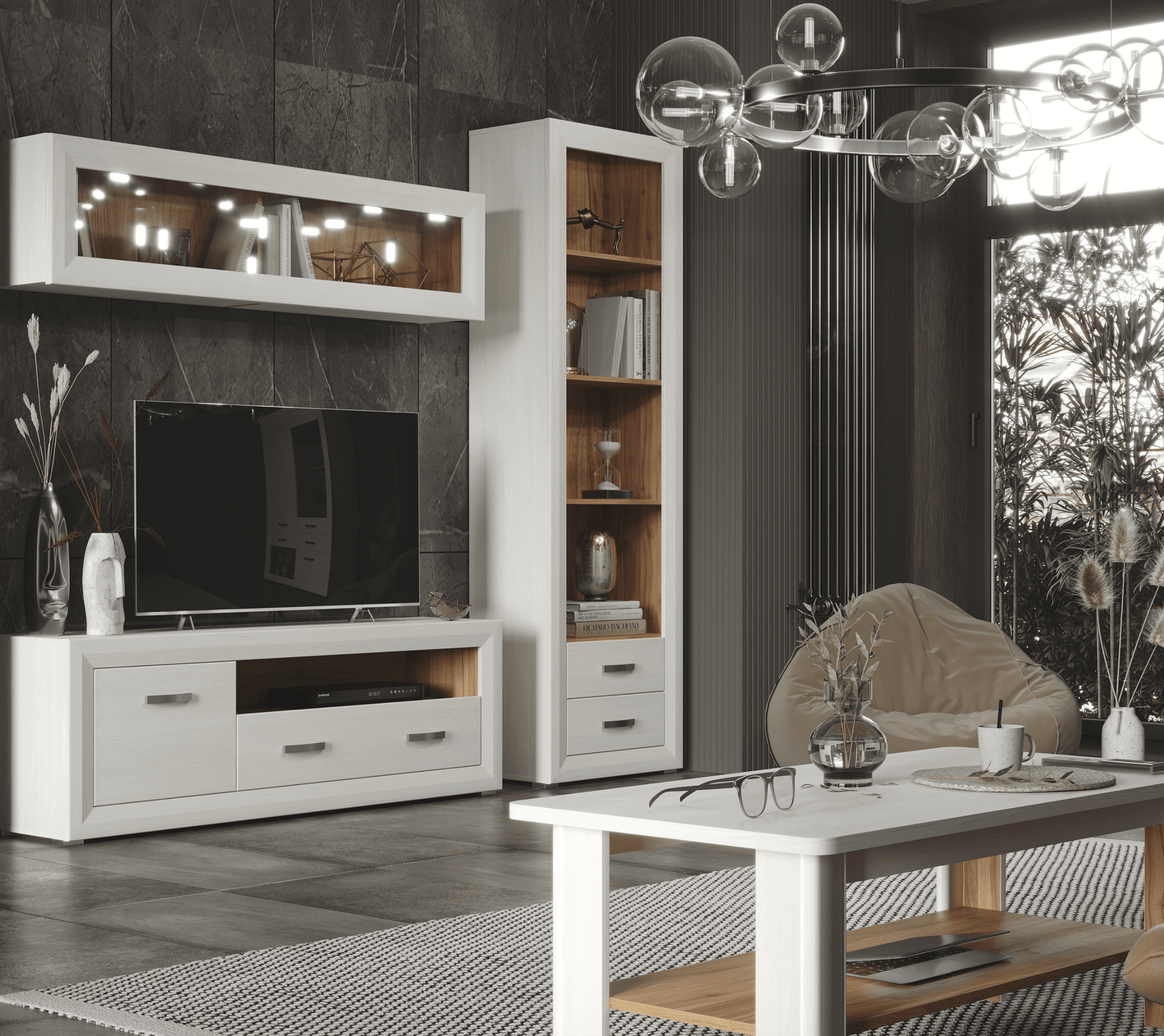 Стеллаж Мальта лиственница сибирская/орех лион REG2S_5