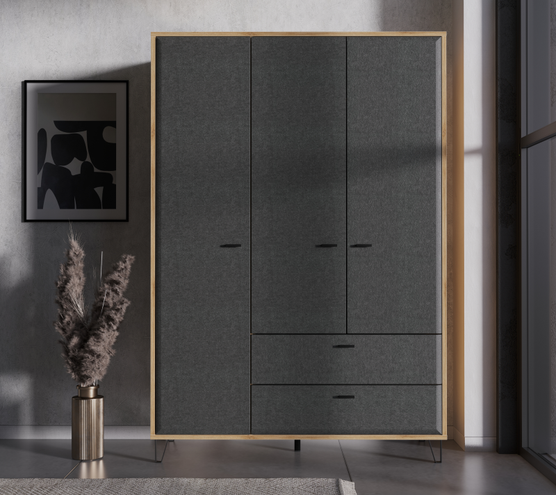 Шкаф Грейс дуб наварра/графит SZF3D2S_1