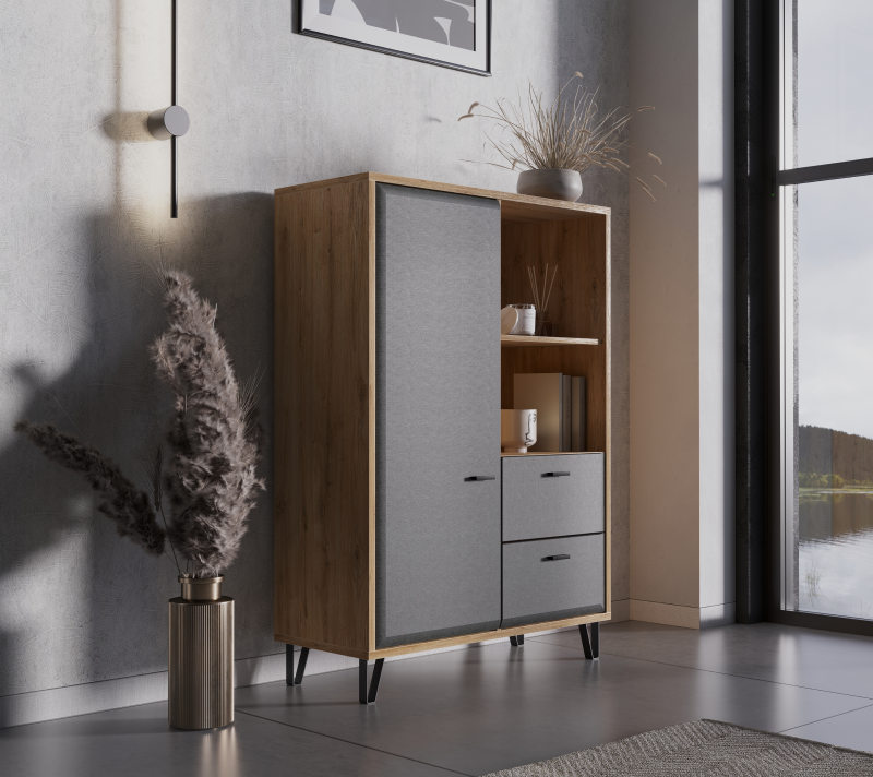 Тумба-комод Грейс дуб наварра/графит KOM1D2S_3