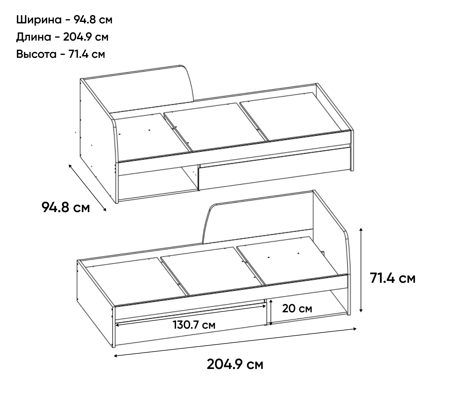 Кровать угловая Джаз каштан найроби/оникс 90x200_2