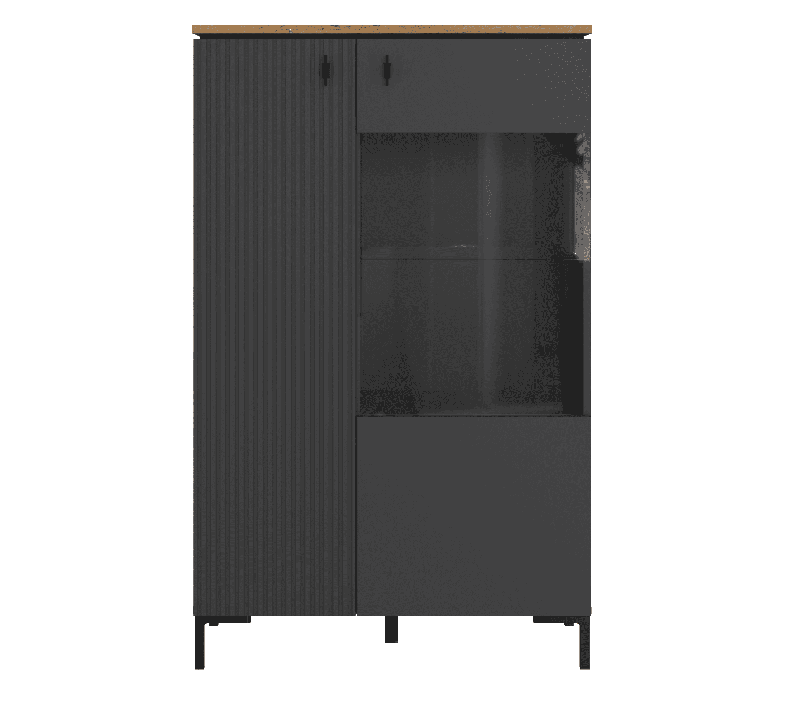 Шкаф-витрина Сан Джиминьяно антрацитовый/дуб нокс REG1D1W/140