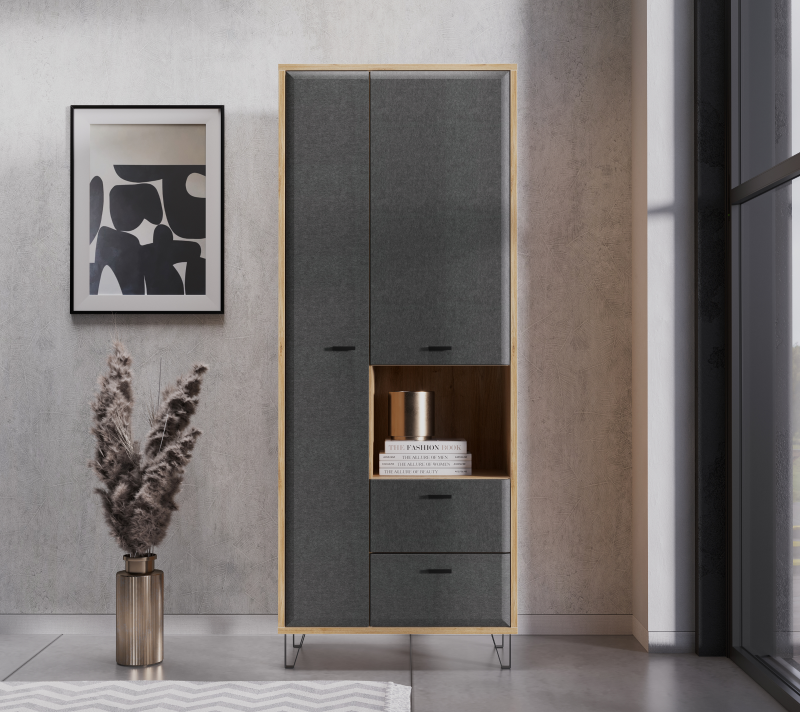 Шкаф Грейс дуб наварра/графит REG2D2S_1