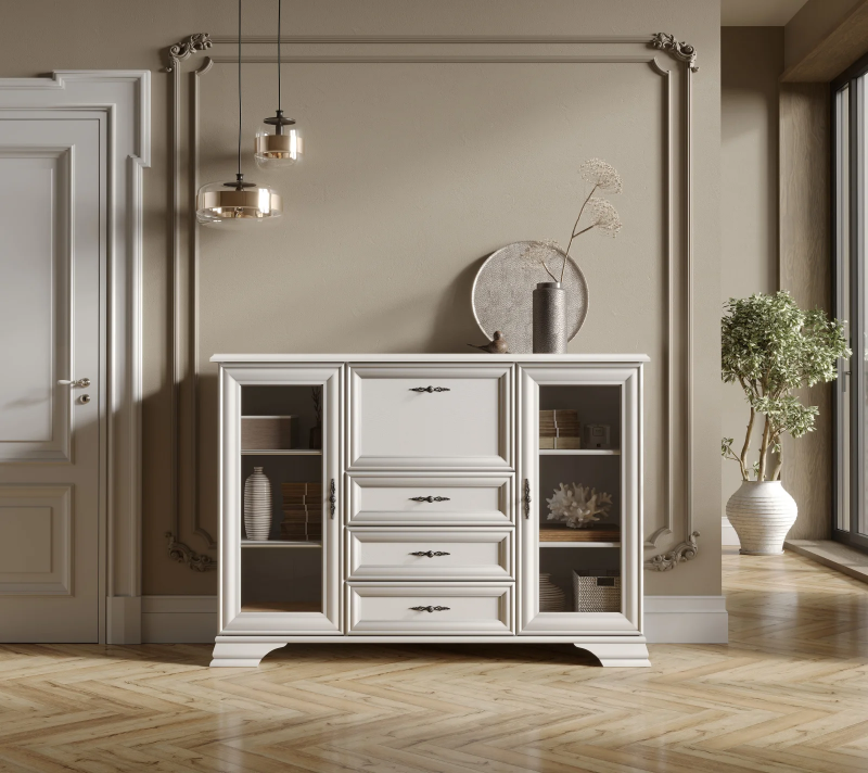 Тумба-витрина Кентаки белый KOM2W3S1B_1