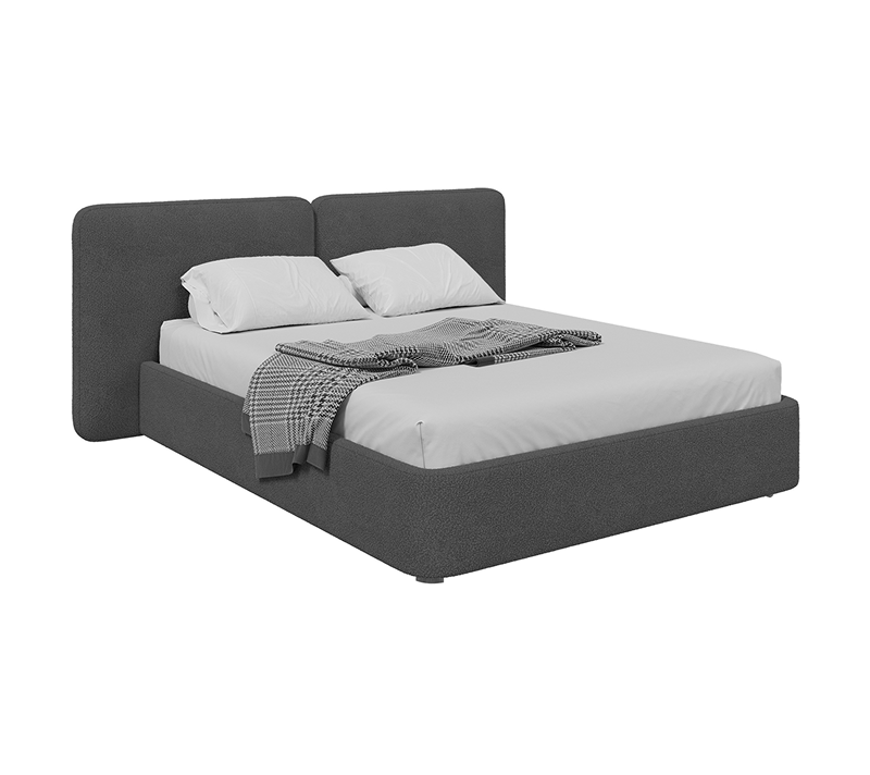 Кровать двуспальная Хаб Софт серый букле 160x200