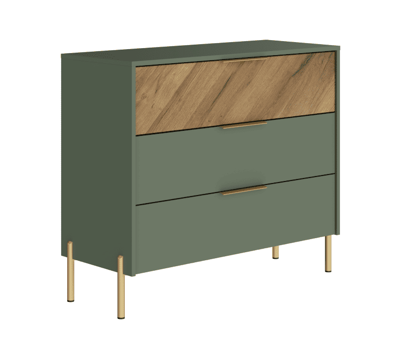 Комод Сиена дымчатый зеленый/дуб вотан KOM3S_1