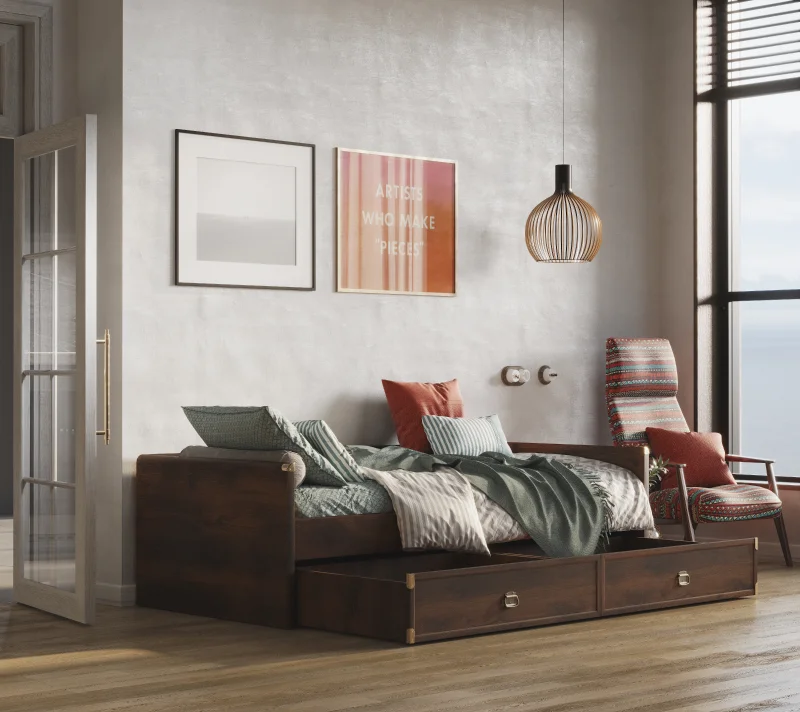 Кровать с ящиками Индиана дуб саттер JLOZ1S/90_2