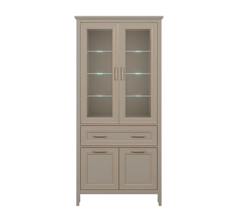 Витрина с подсветкой Классик глиняный серый REG2W2D1S