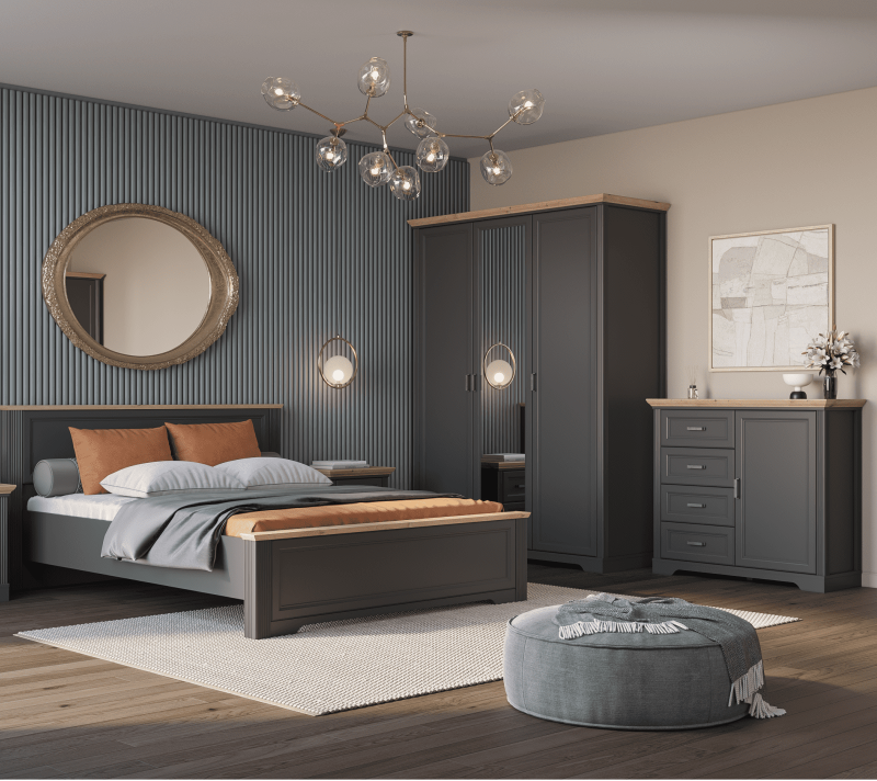 Шкаф Жасмин графит/дуб артизан SZF3D_3