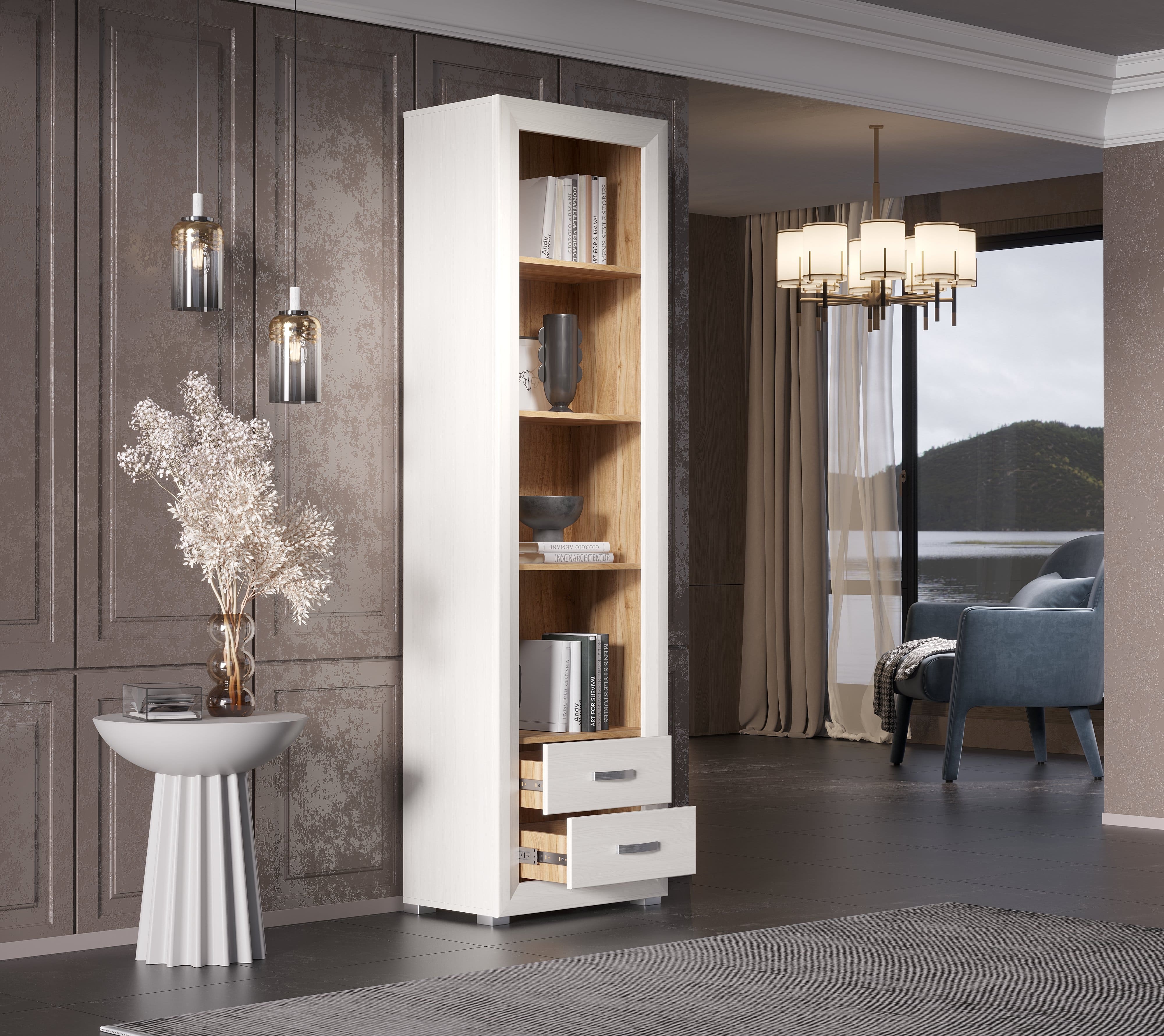 Стеллаж Мальта лиственница сибирская/орех лион REG2S_2