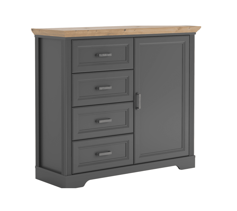 Тумба-комод Жасмин графит/дуб артизан KOM1D4S_1