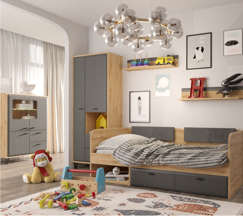 Шкаф Грейс дуб наварра/графит REG2D2S_6