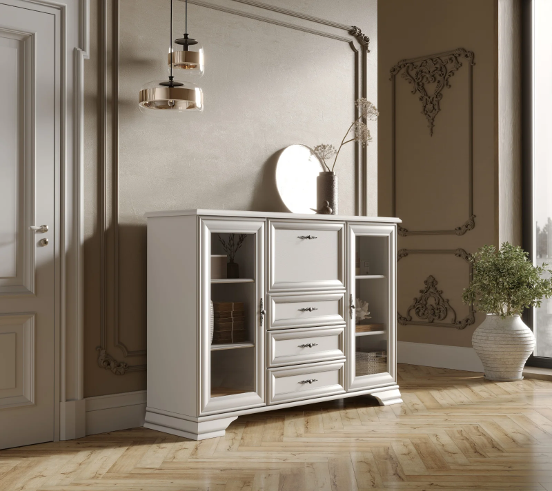 Тумба-витрина Кентаки белый KOM2W3S1B_3