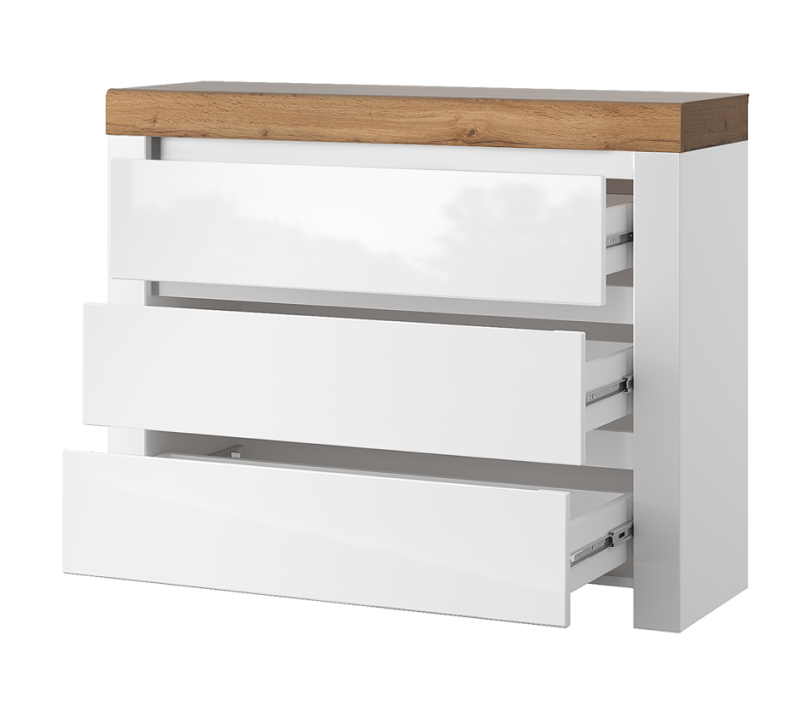 Комод Таурус белый глянец/дуб вотан 3S_1