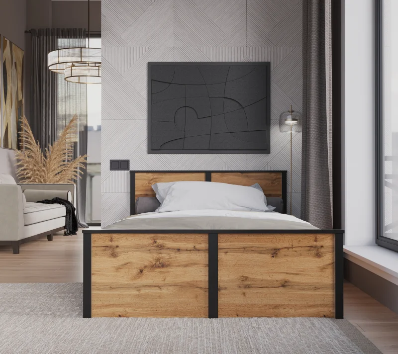 Кровать Лофт дуб вотан LOZ120х200_1