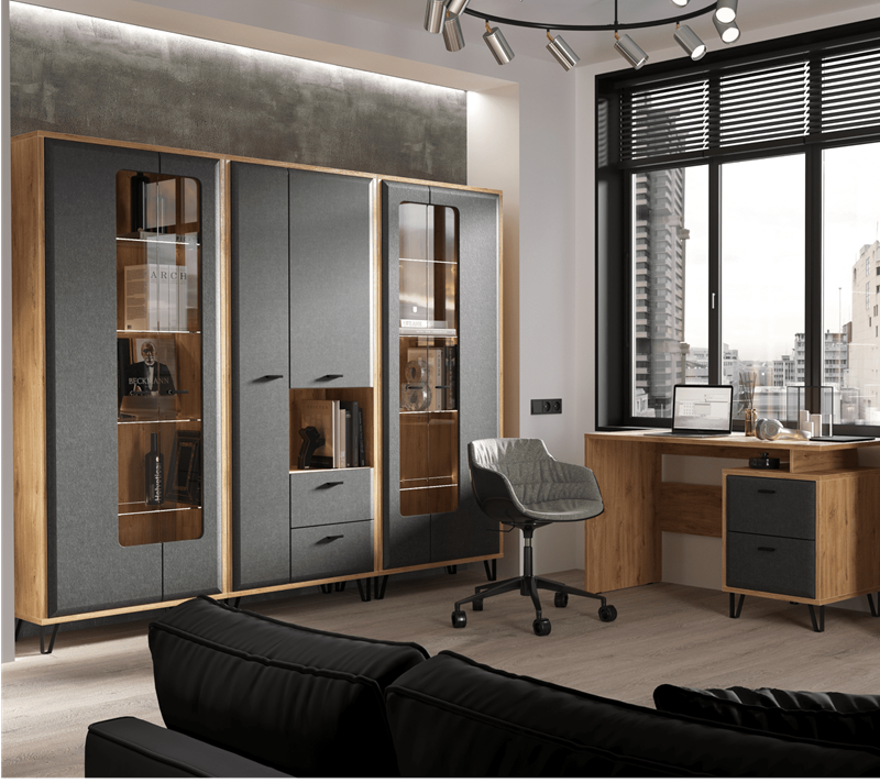 Шкаф Грейс дуб наварра/графит REG2D2S_7