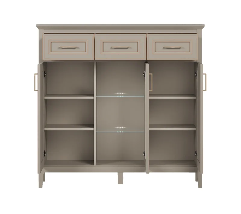 Тумба-витрина с подсветкой Классик глиняный серый KOM1W2D3S_1