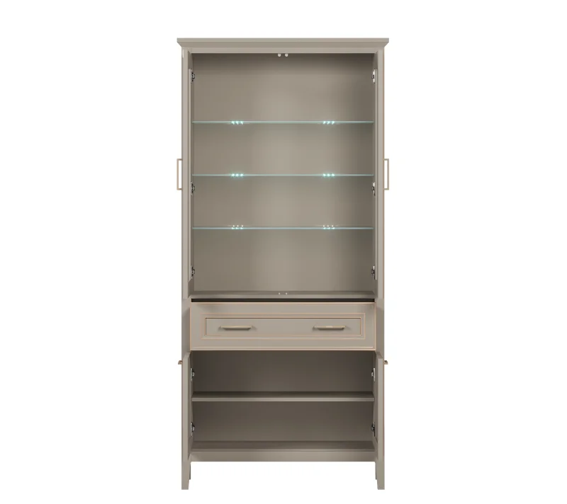 Витрина с подсветкой Классик глиняный серый REG2W2D1S_1