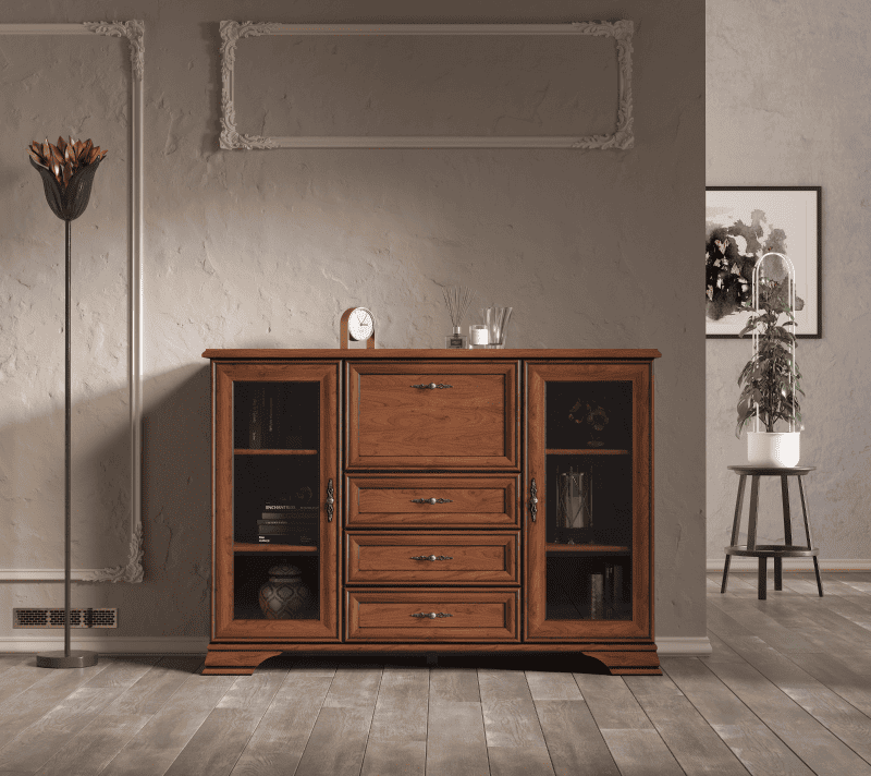 Тумба-витрина Кентаки каштан KOM2W3S1B_1