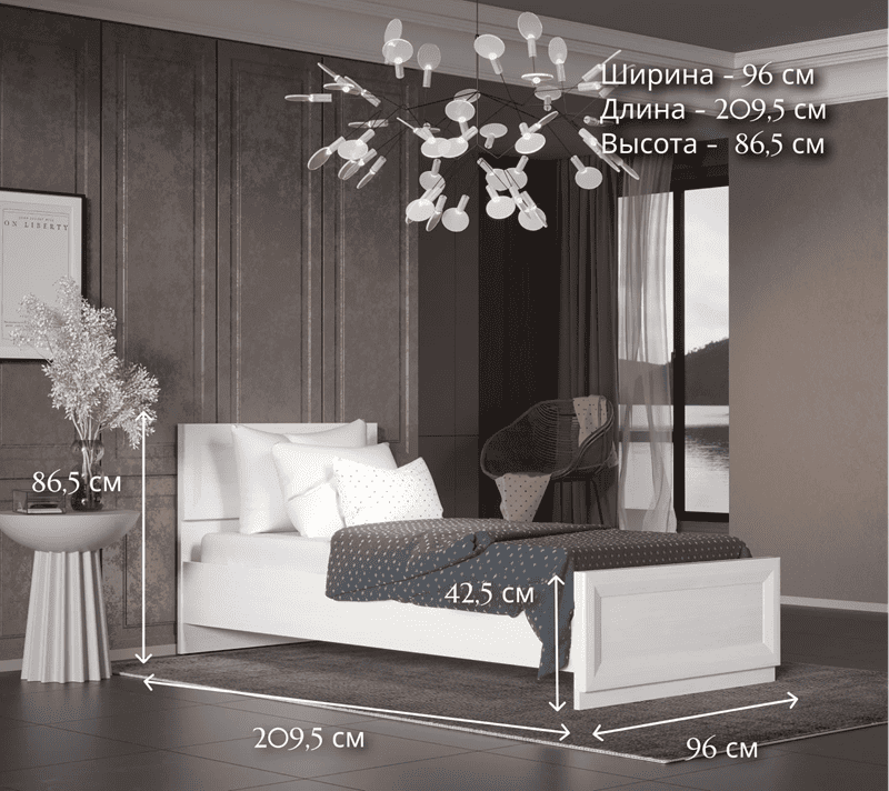 Кровать Мальта лиственница сибирская/орех лион LOZ90x200_3