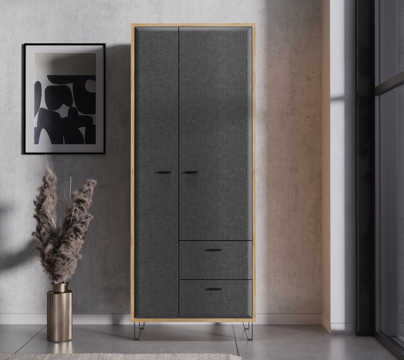 Шкаф Грейс дуб наварра/графит SZF2D2S_1