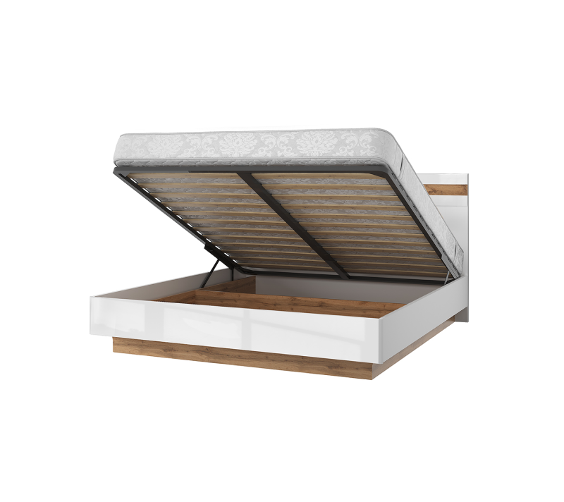 Кровать с подъемным механизмом Таурус белый глянец/дуб вотан 180B_1