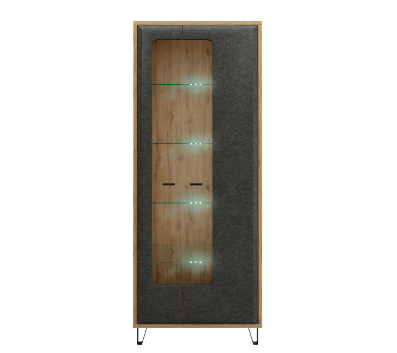 Витрина с подсветкой Грейс дуб наварра/графит REG2W