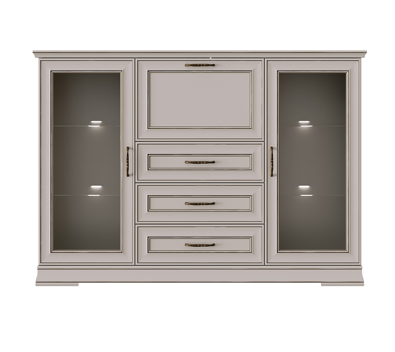 Тумба-витрина с подсветкой Флоренция персидский жемчуг KOM2W3S1B