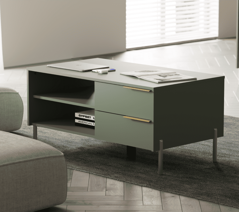 Стол журнальный Сиена дымчатый зеленый/дуб вотан LAW2S_2