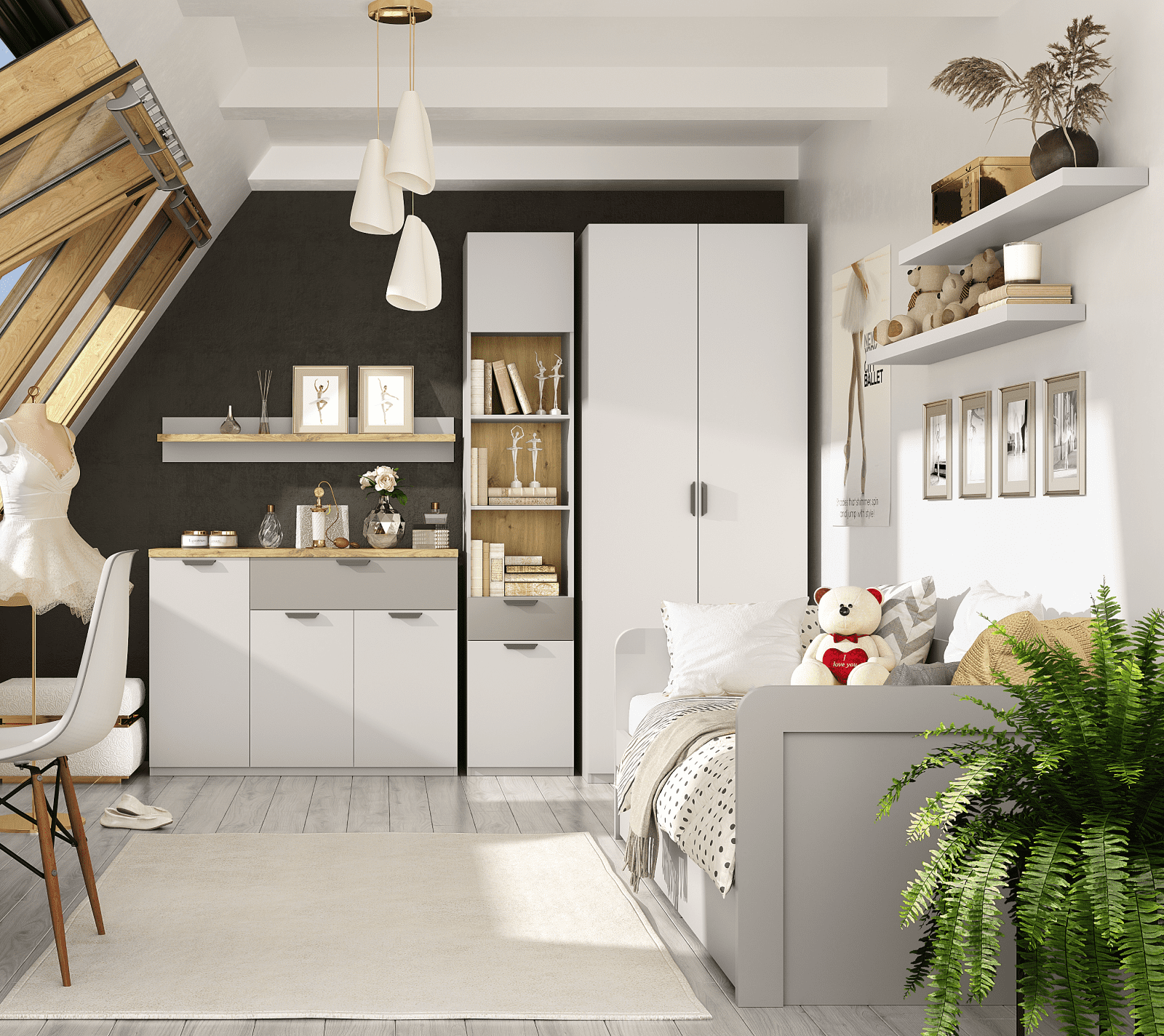 Стеллаж Модерн персидский жемчуг/ирландский ликер/дуб наварра 2D1S/45_4