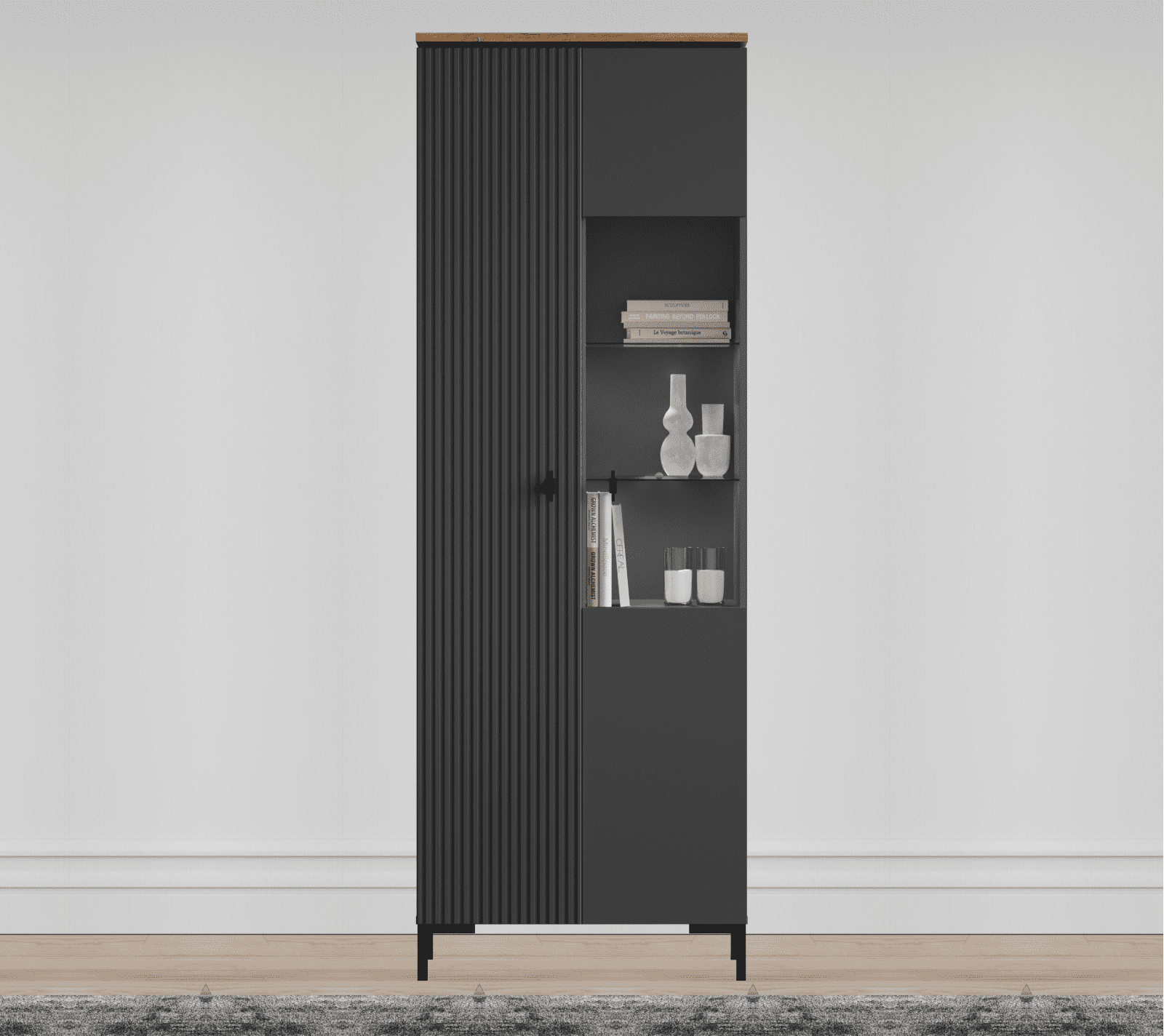 Шкаф-витрина Сан Джиминьяно антрацитовый/дуб нокс REG1D1W_3