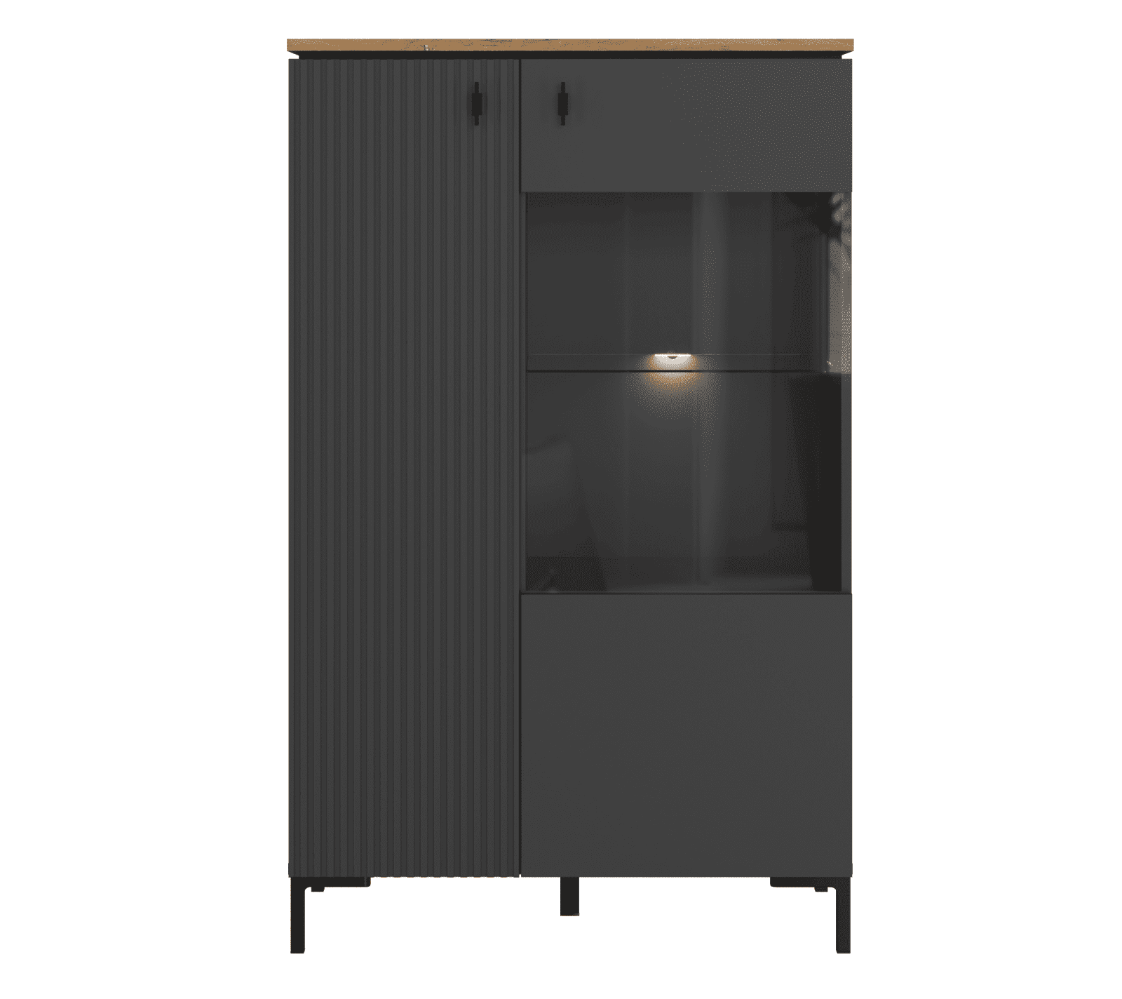 Шкаф-витрина с подсветкой Сан Джиминьяно антрацитовый/дуб нокс REG1D1W/140