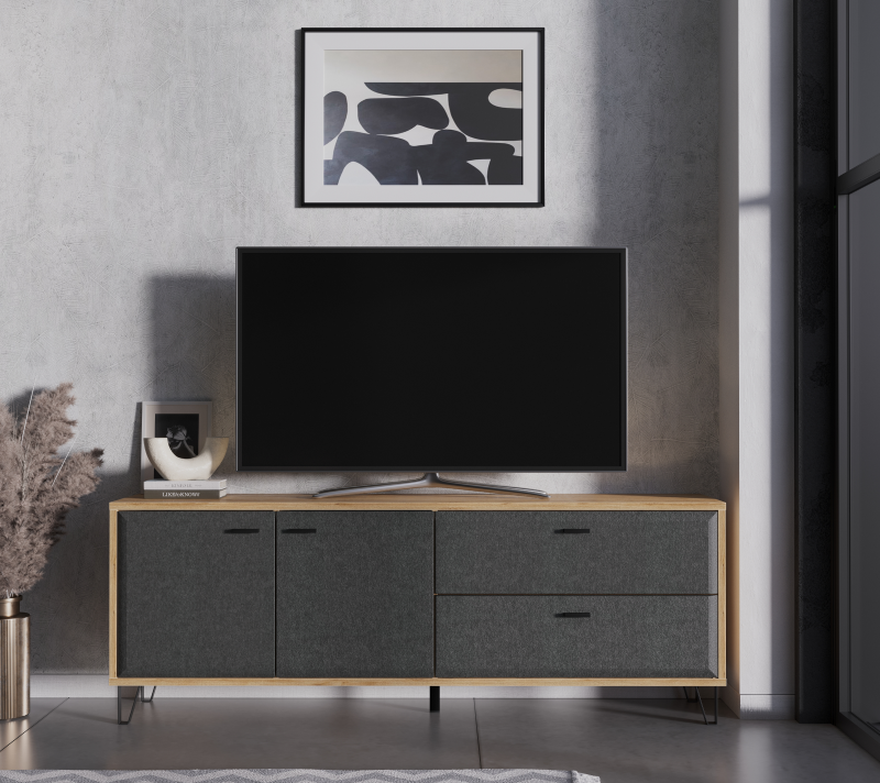 Тумба под телевизор Грейс дуб наварра/графит RTV2D2S_1