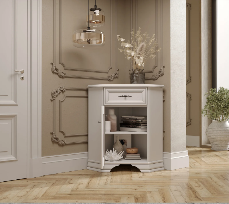 Тумба угловая Кентаки белый KOMN1D1S/L_2