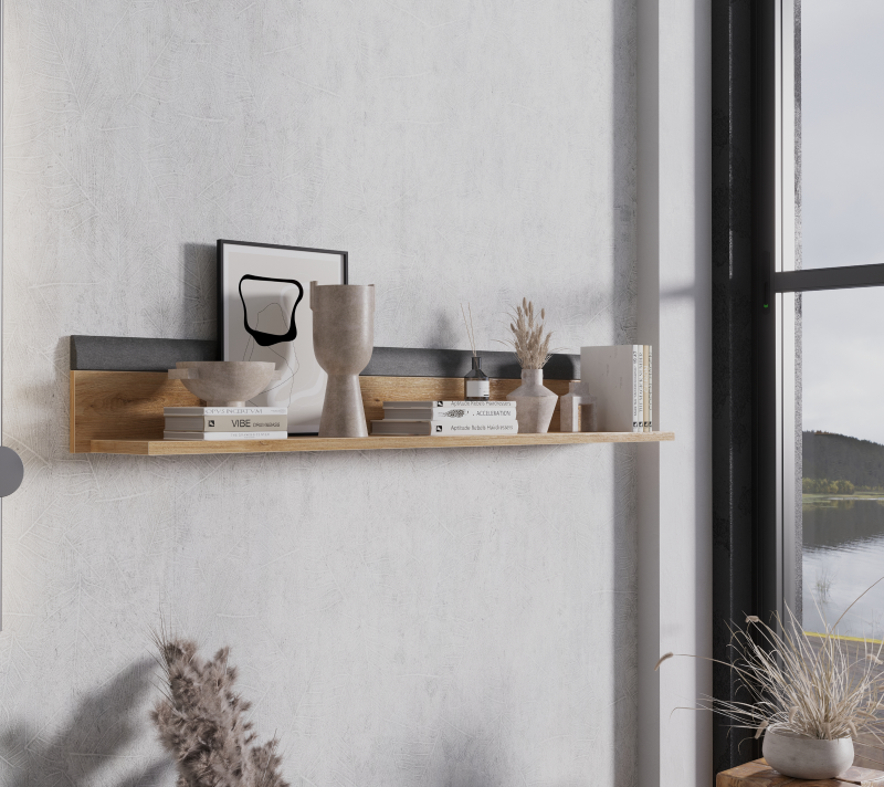 Полка Грейс дуб наварра/графит POL/140_2