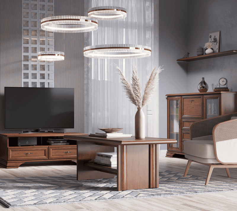 Тумба-витрина Кентаки каштан KOM2W3S1B_5