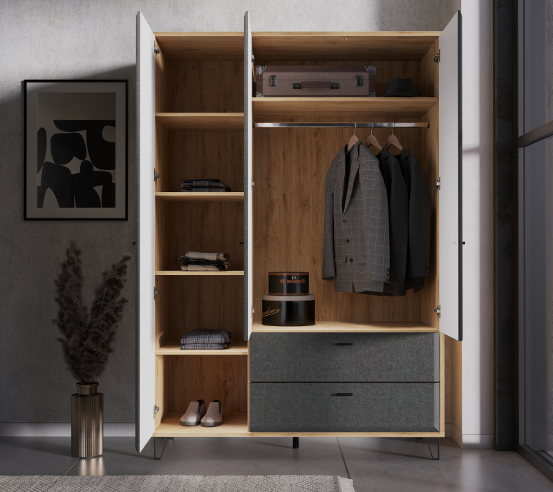 Шкаф Грейс дуб наварра/графит SZF3D2S_2