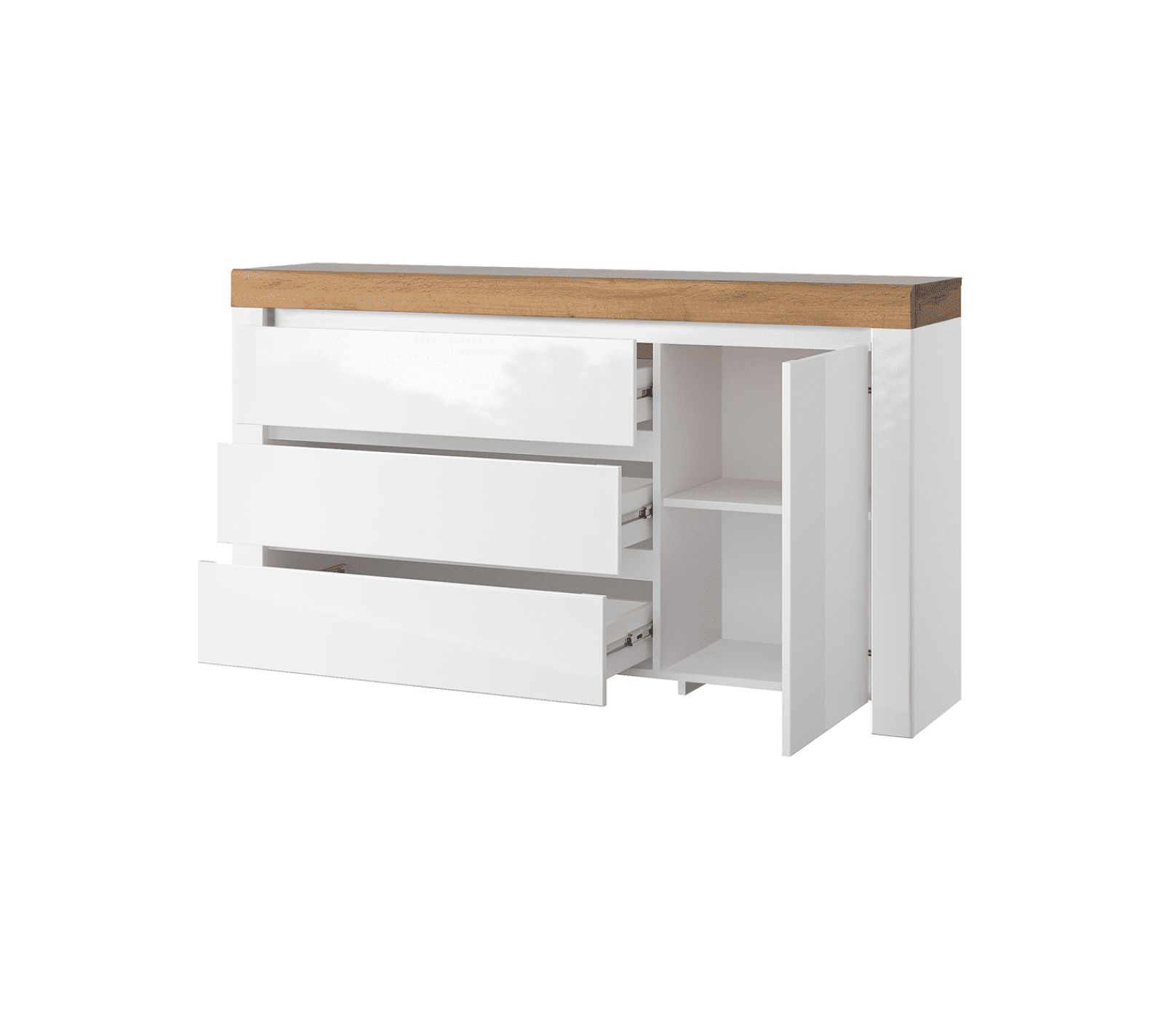 Тумба-комод Таурус белый глянец/дуб вотан 1D3S_1