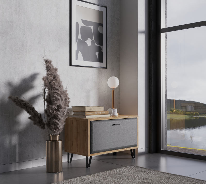 Тумба для обуви Грейс дуб наварра/графит KOM1K_3