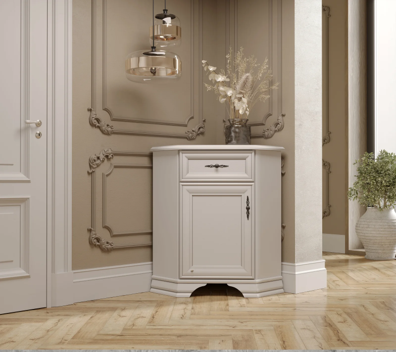 Тумба угловая Кентаки белый KOMN1D1S/L_1