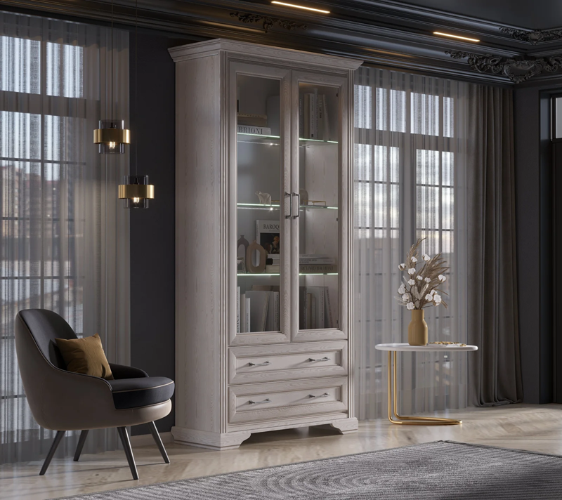 Витрина с подсветкой Стилиус лиственница сибирская REG2W2S_3