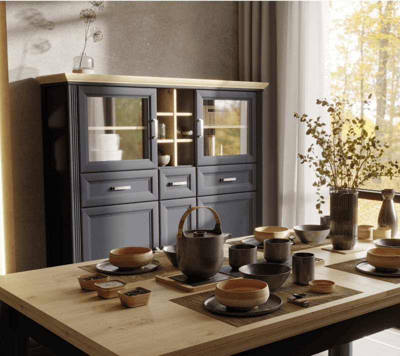 Витрина Жасмин графит/дуб артизан REG2W3D3S_5