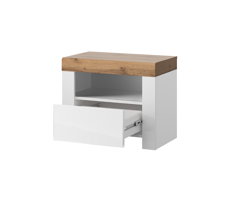 Тумба прикроватная Таурус белый глянец/дуб вотан 1SN_1