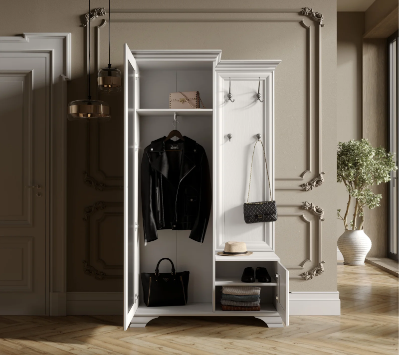 Шкаф с вешалкой Кентаки белый PPK1D1K/L_2