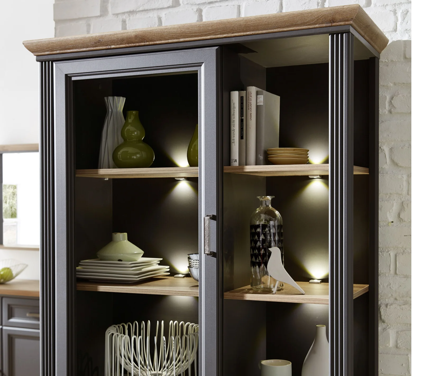 Витрина с подсветкой Жасмин графит/дуб артизан REG1W2D1S_4