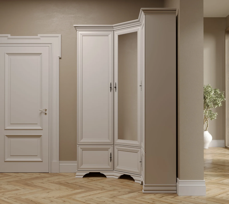 Шкаф с зеркалом угловой Кентаки белый SZFN5D_3