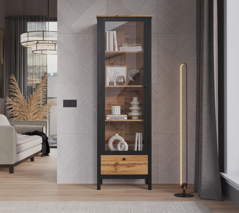 Витрина Лофт дуб вотан REG1W1S_1