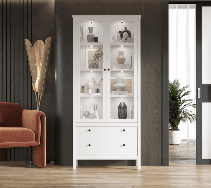 Витрина с подсветкой Эва белый REG2W2S_1