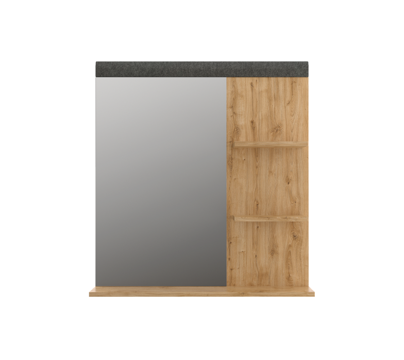Полка настенная с зеркалом Грейс дуб наварра/графит LUS/80