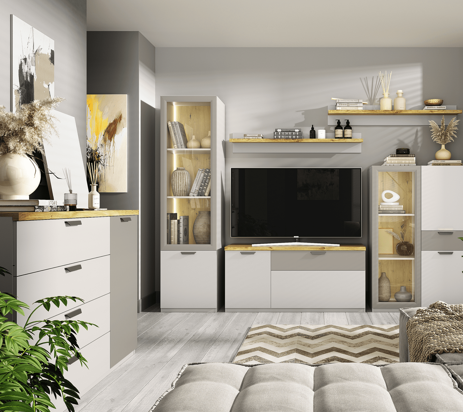 Тумба-комод Модерн персидский жемчуг/ирландский ликер/дуб наварра 1D4S_4